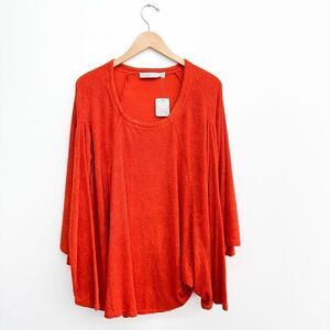 Free People Beach Women’s Julianna Terry Cloth Orange Tunic Long Sleeve Top